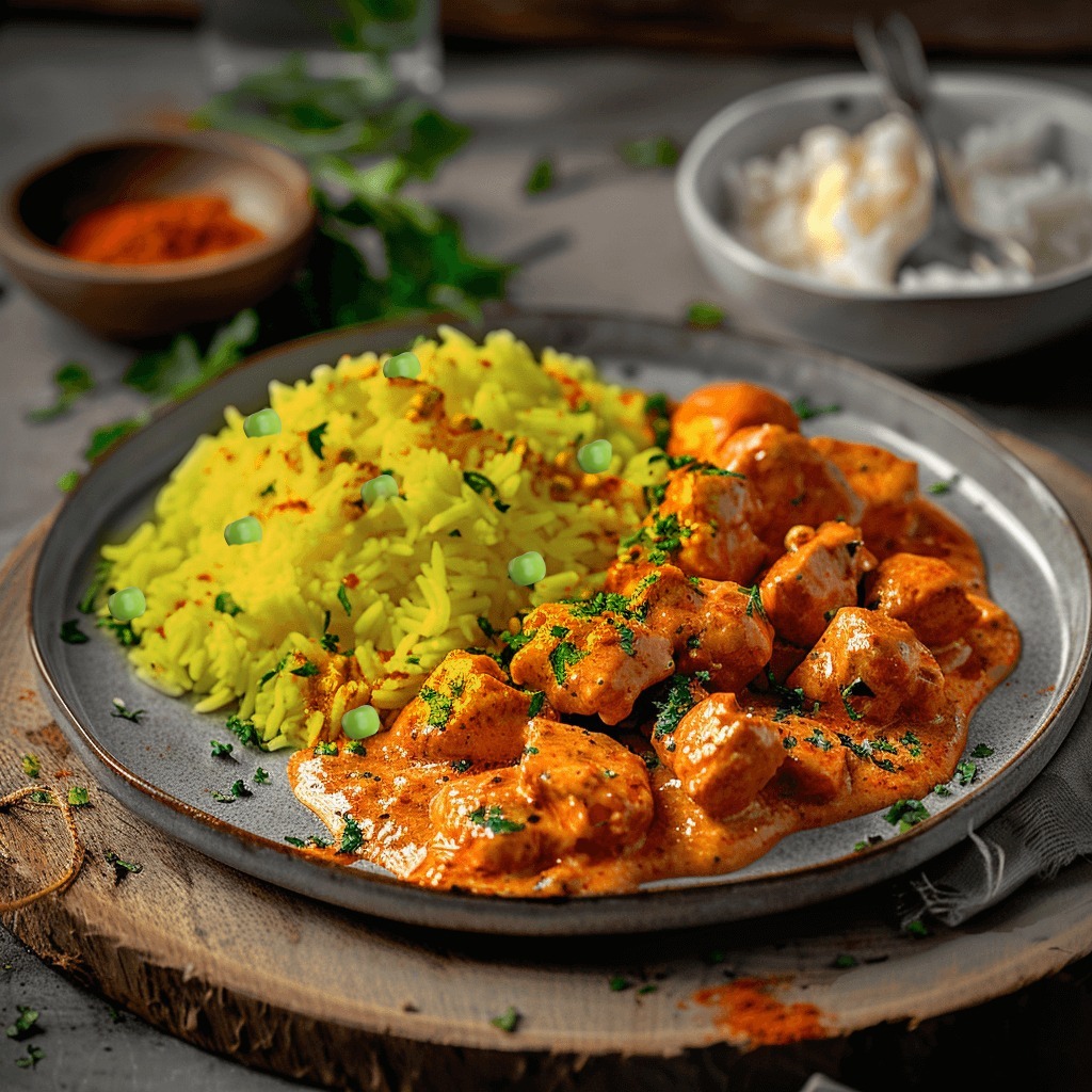 Butter Chicken With Saffron Rice