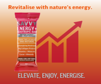 Saavy Nootropic Energy Bar Double Choc Chip Fudge -Choc Coated