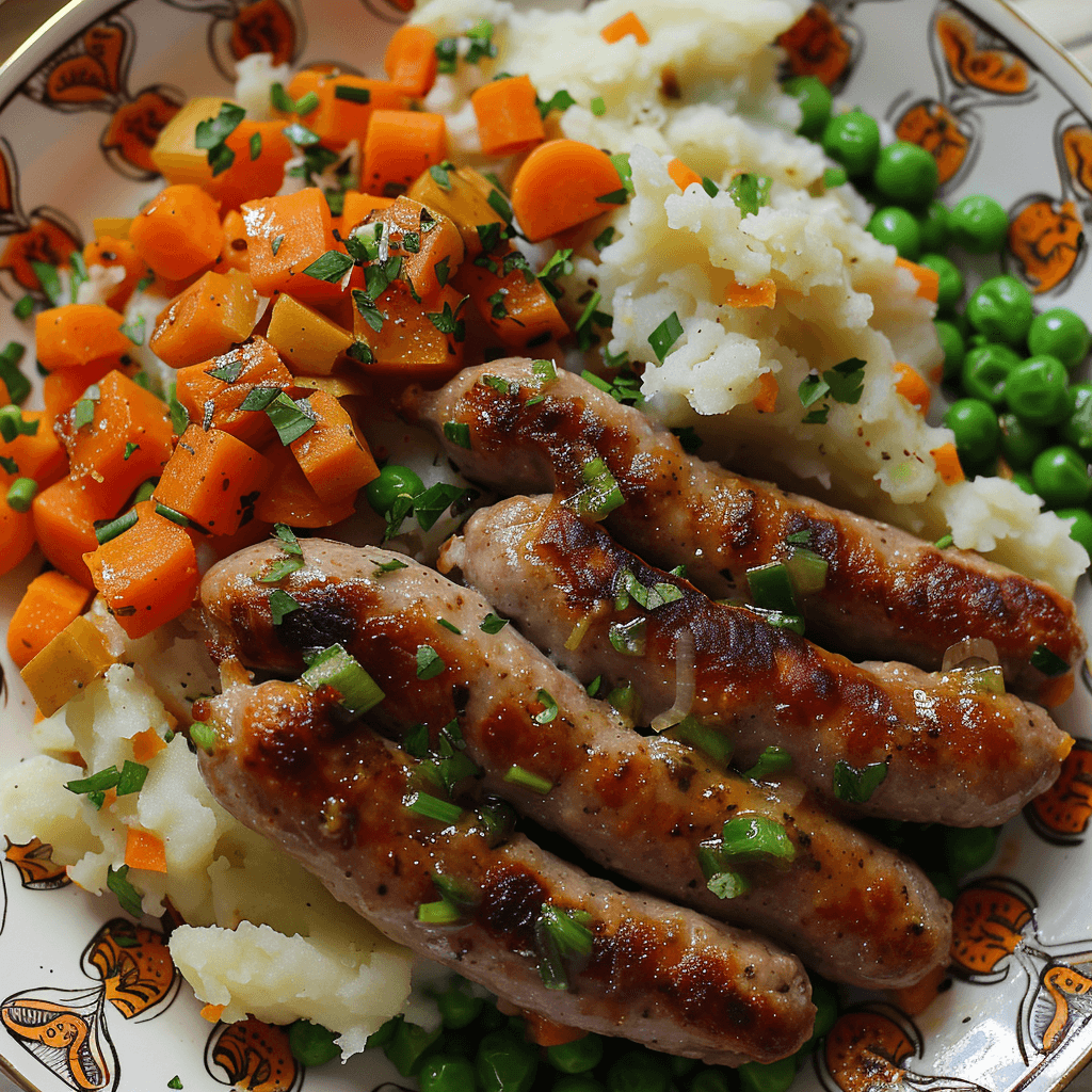 Curried Sausage with Potato Mash