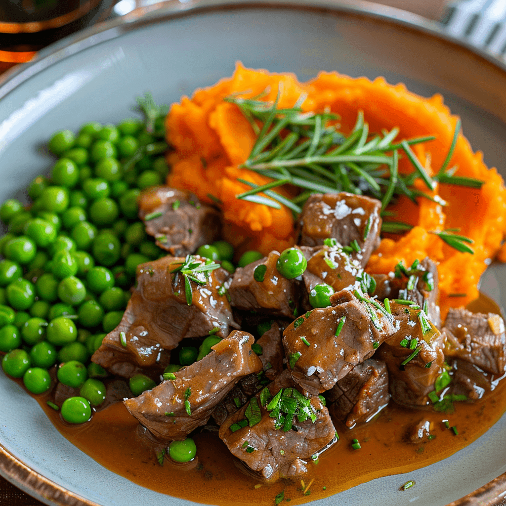 Lamb and Rosemary with Sweet Potato Mash & Peas