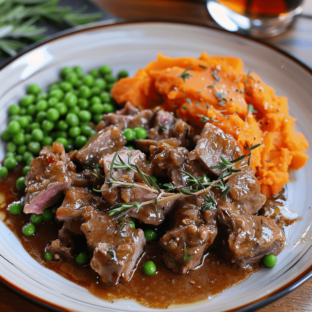 Lamb and Rosemary with Sweet Potato Mash & Peas