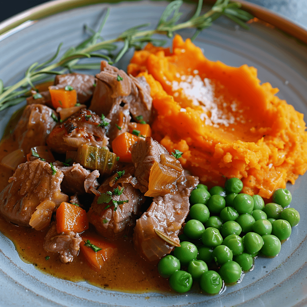 Lamb and Rosemary with Sweet Potato Mash & Peas