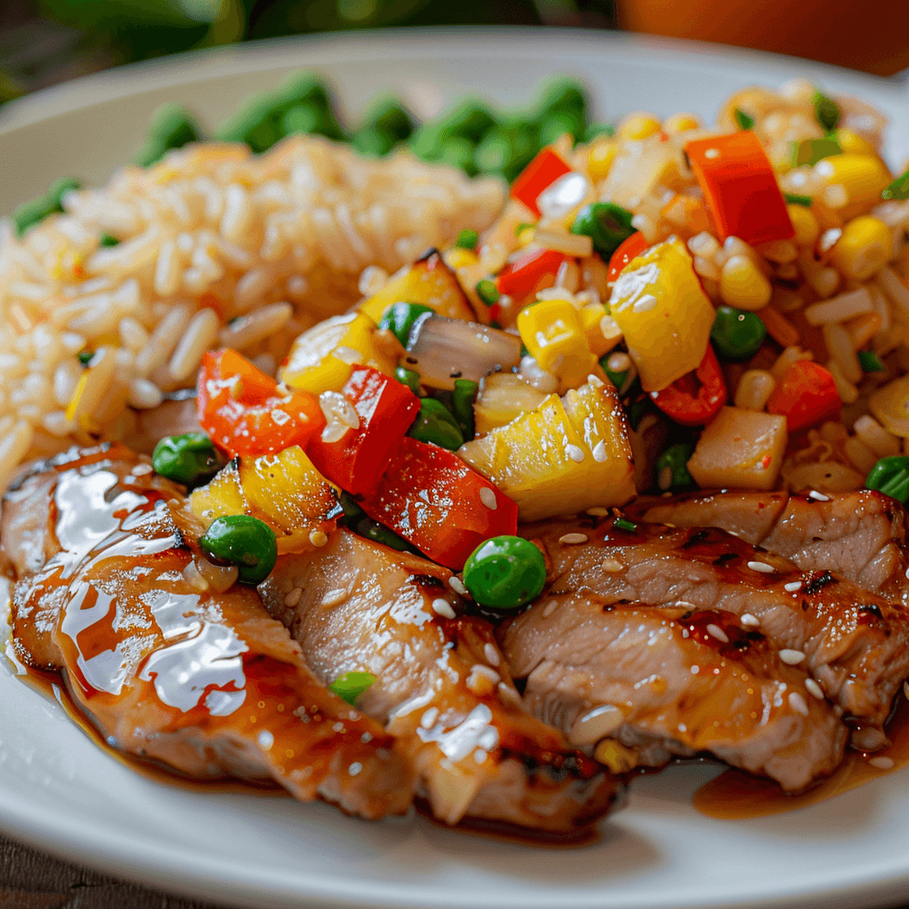 Sweet and Sour Pork Fillet With Fried Rice