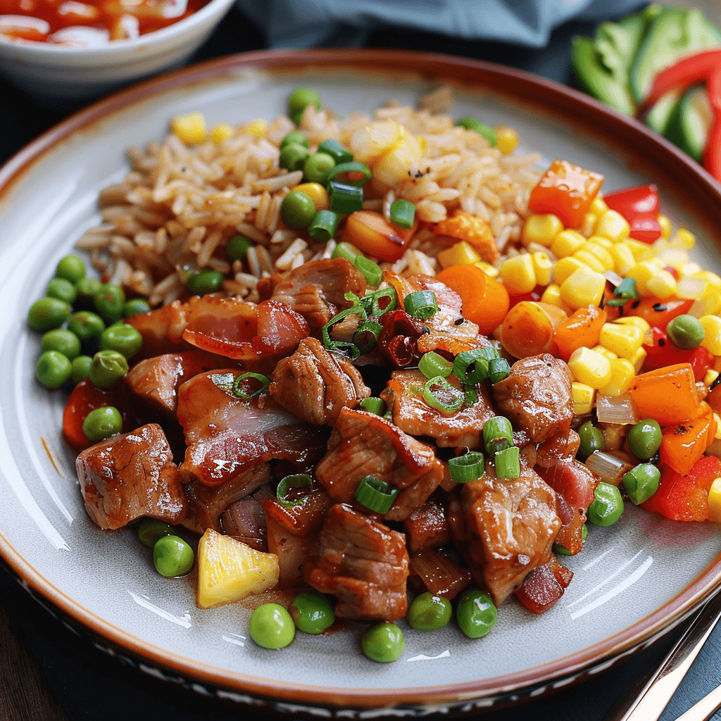 Sweet and Sour Pork Fillet With Fried Rice