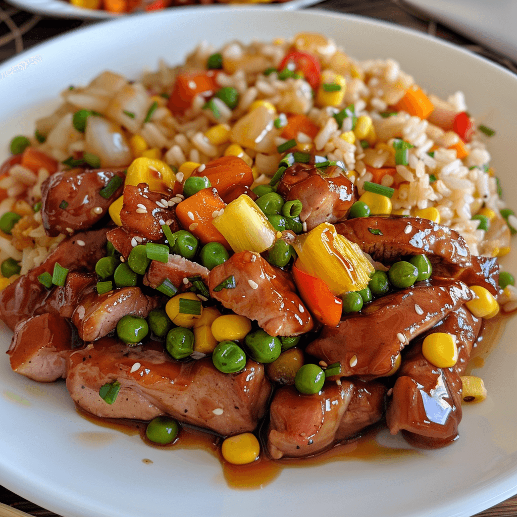 Sweet and Sour Pork Fillet With Fried Rice